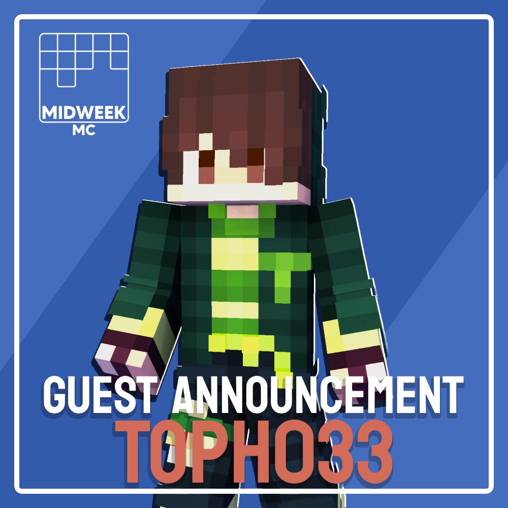 🎙️ GUEST ANNOUNCEMENT! 🎙️ On Wednesday, myself & AJX will be talking with @Toph033! A very good event player & someone who has grown a trend of racing to 100 kills on @MCCisland_ Sky Battle! Got any questions? Reply below and they might just get answered!