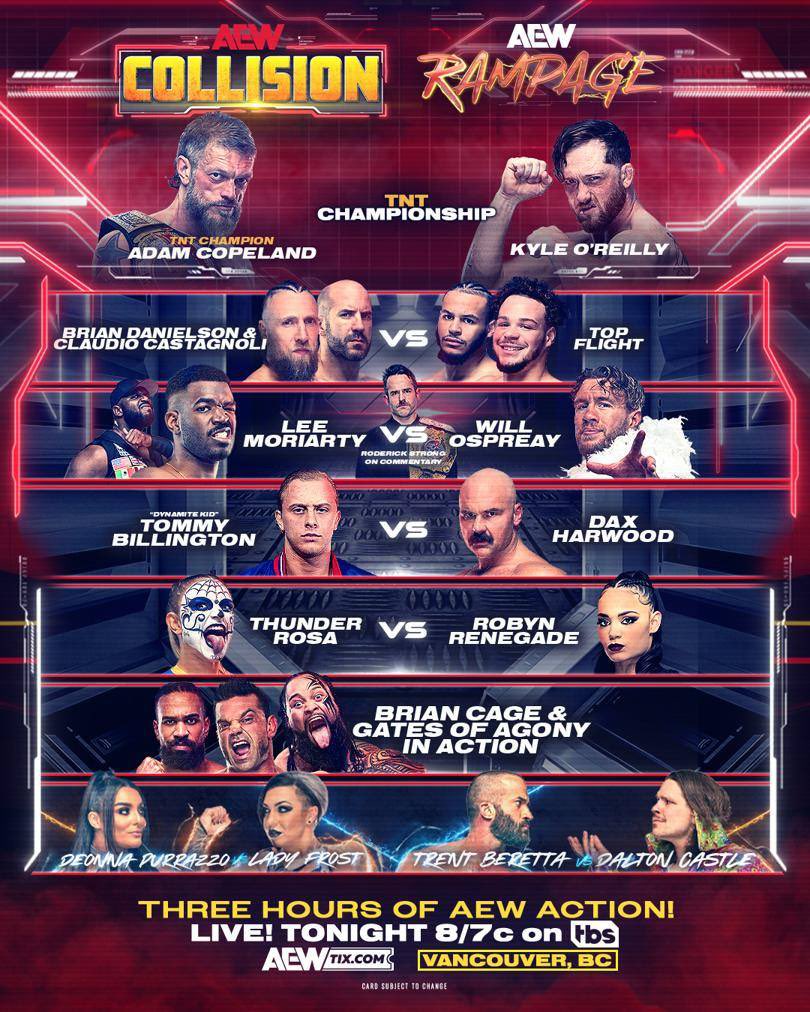 Various maneuvers tonight live from Vancouver! #AEWCollision #AEWRampage