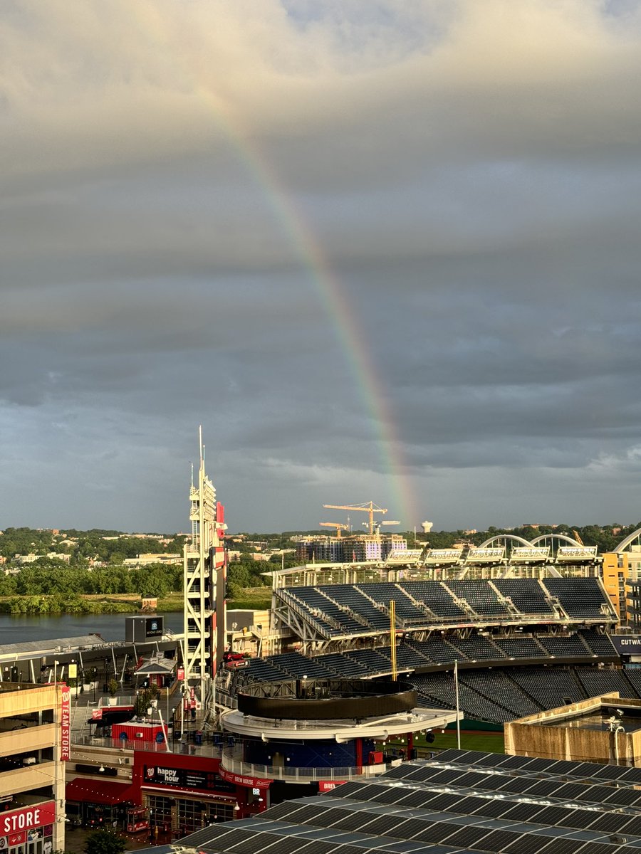 A nice rainbow in the sky over @Nationals ballpark following the rain. @capitalweather
