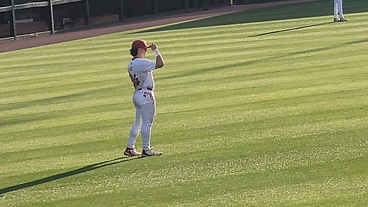 The blood on @payday_03 after his @SC_ESPN Top 10 catch. He landed on it in the warning track. It was bleeding like crazy and he kept wiping it on his pants.