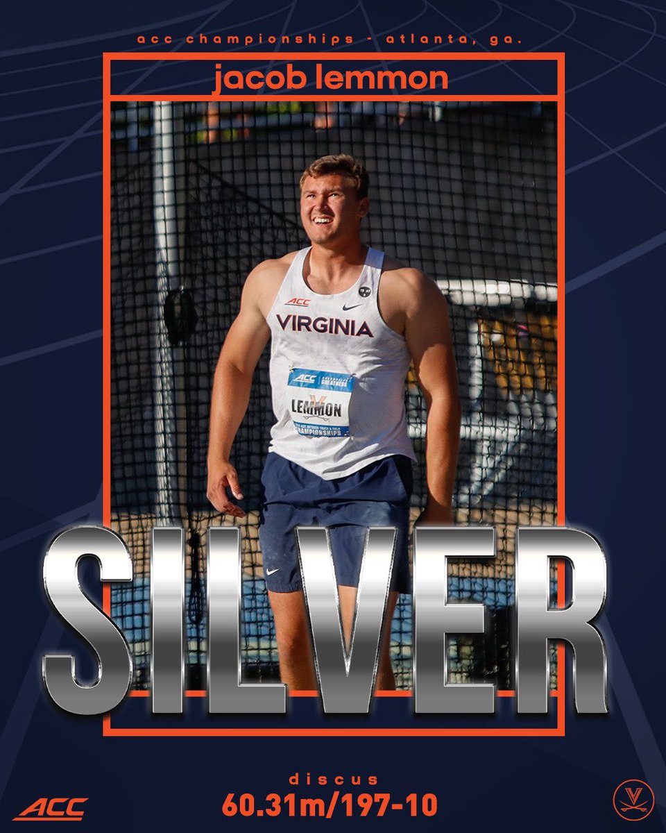 UVATFCC's tweet photo. Pop off Jacob 😎

Jacob Lemmon launched one out 60.31m/197-10 to finish runner-up in the men’s discus!

#GoHoos | #ACCTF https://t.co/vBnYPoZ9xG