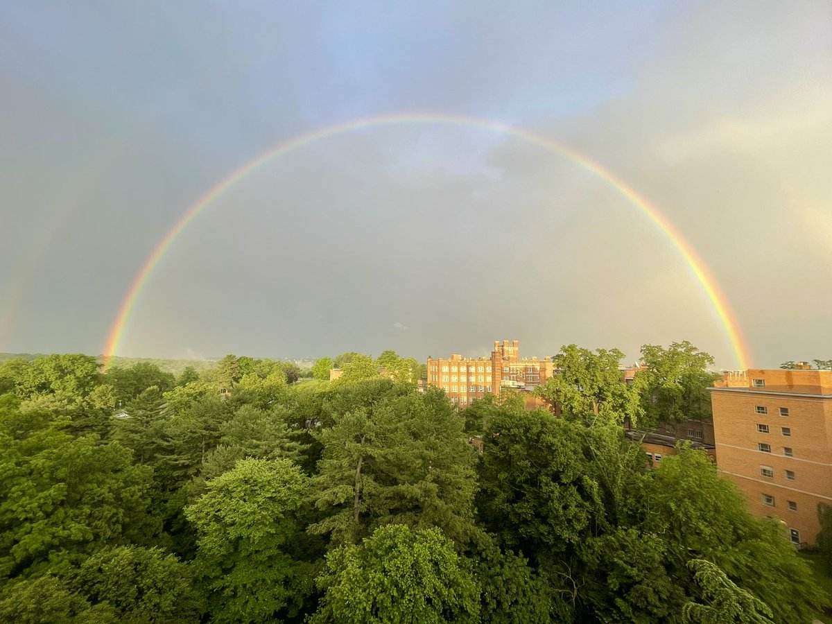 Beautiful full double rainbow over Washington DC today 🌈