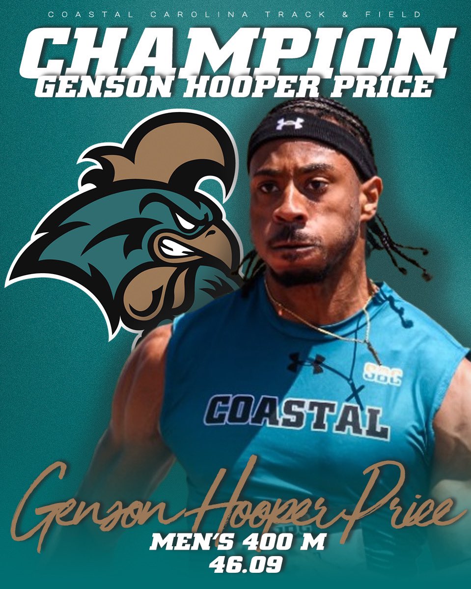 Men’s 400-meter title is coming back to Conway as Genson Hooper Price claims the @SunBelt crown! #ChantsUp