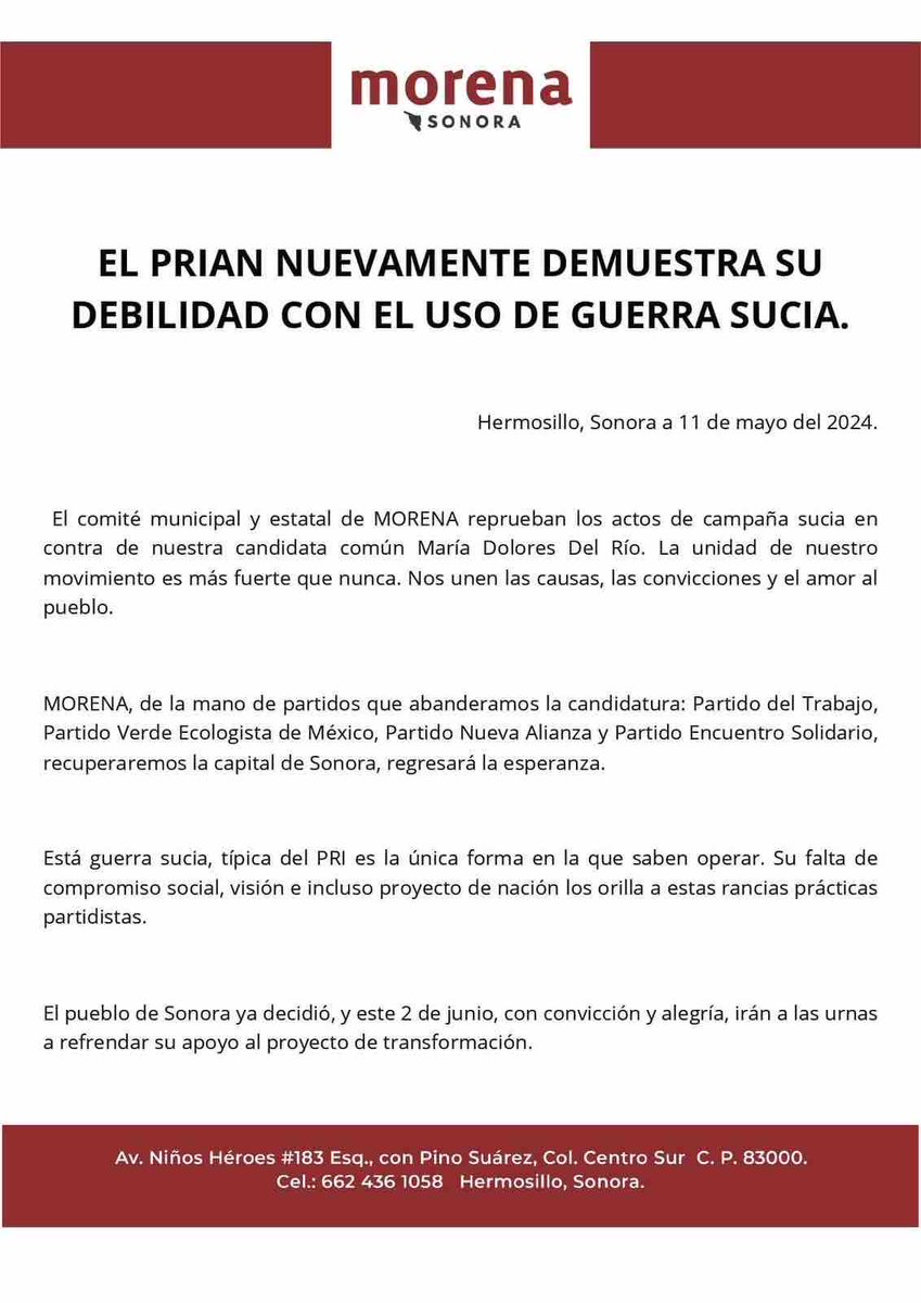 Apoyamos a la Lic. María Dolores Del Río y su proyecto de gobierno para Hermosillo. #SonoraEsGuinda