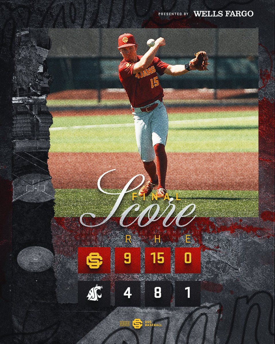 FINAL | USC 9, Washington State 4 The Trojans rally for seven late runs to take down the Cougars and even the series! #FightOn // @WellsFargo