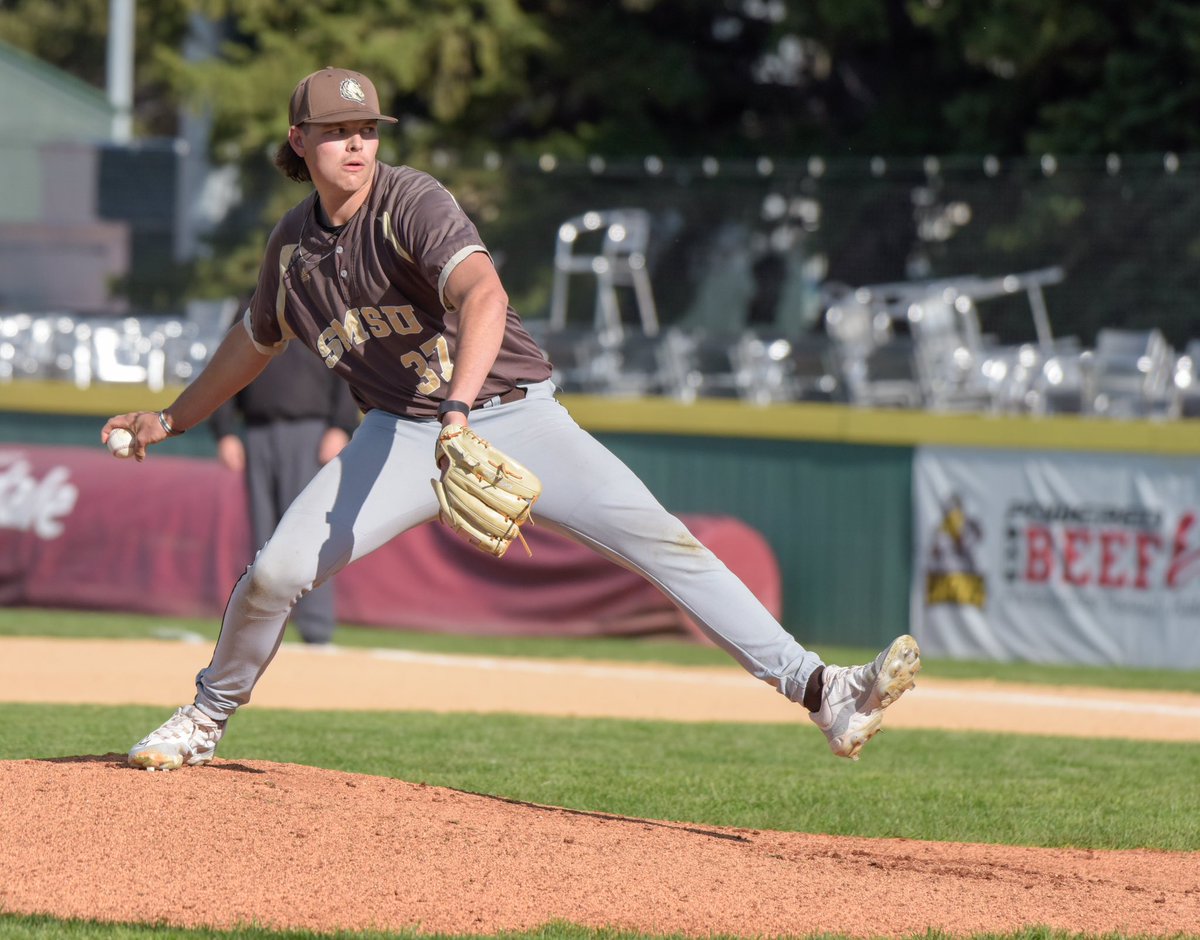 Congrats to <a href="/SMSUBaseball/">SMSU Baseball</a>  Kolby Kiser named to NSIC All-Tournament on Saturday. Kiser tossed a six-hit shutout with 11 Ks on Wednesday night. #LetsRide