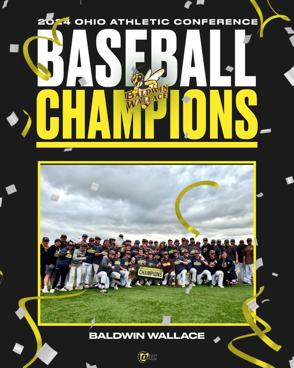 Congratulations to Baldwin Wallace, 2024 Ohio Athletic Conference Regular Season and Tournament Champions! ⚾️🏆