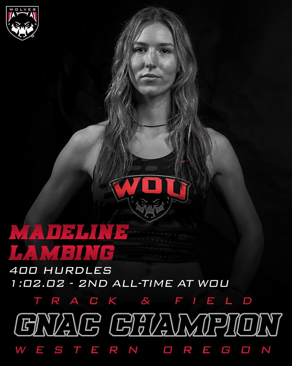 Thanks to a strong finish, Madeline Lambing takes home the GNAC 400 hurdles crown in the second-fastest time in WOU history!