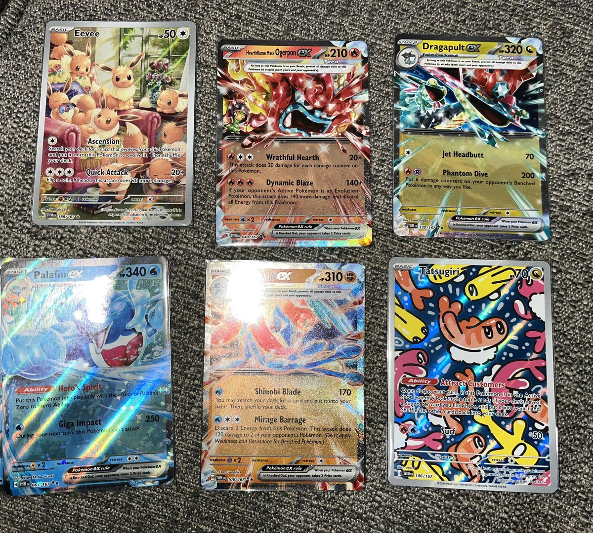 envizana's tweet photo. Pulls from prerelease round 1 

I do not need to try and buy a full art tatsugiri now 🫡 https://t.co/UwdfatbRkY
