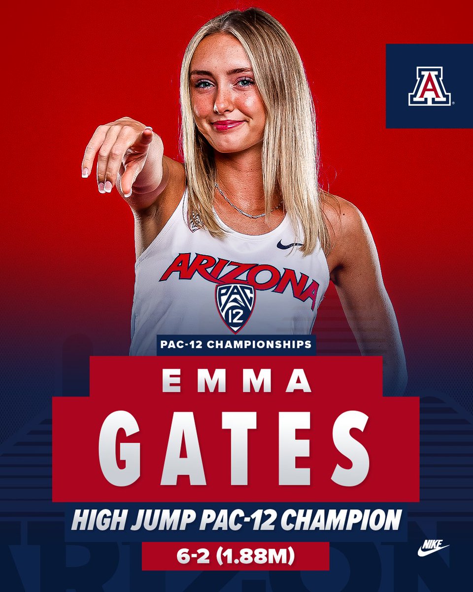 𝐏𝐀𝐂-𝟏𝟐 𝐂𝐇𝐀𝐌𝐏𝐈𝐎𝐍🥇 Emma Gates wins the women's high jump at the Pac-12 Championships with a huge personal best clearance of 6-2 (1.88m)! #BearDown | #BeLezoLike