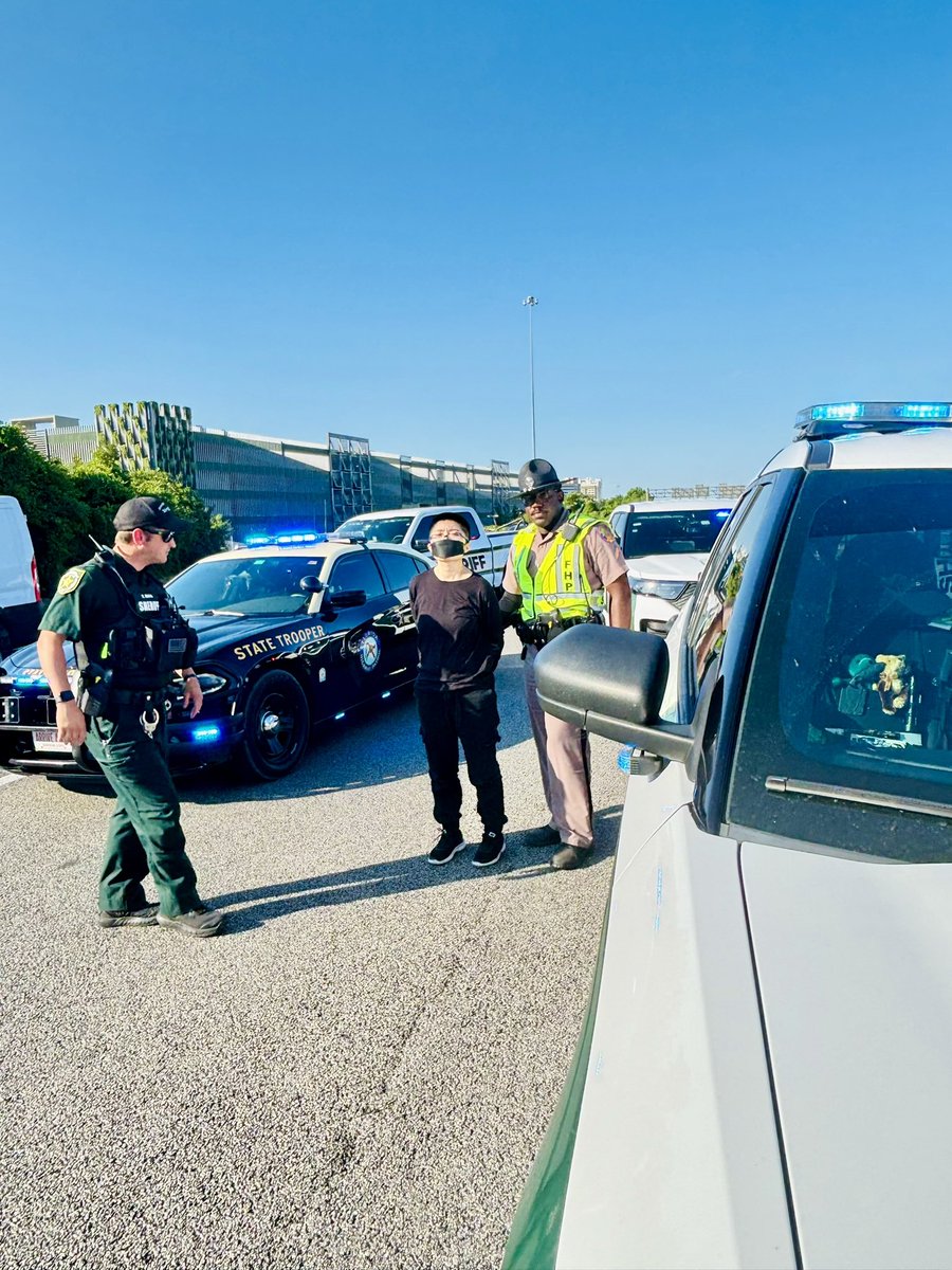 NEW: The “Queers For Palestine” protesters who blocked the highway exit to Disney World in Orlando, FL, have been arrested by Florida Highway Patrol. I’m told they were arrested within 11 minutes. Florida continues w/ zero tolerance for blocking traffic. Photo credit: @FLHSMV