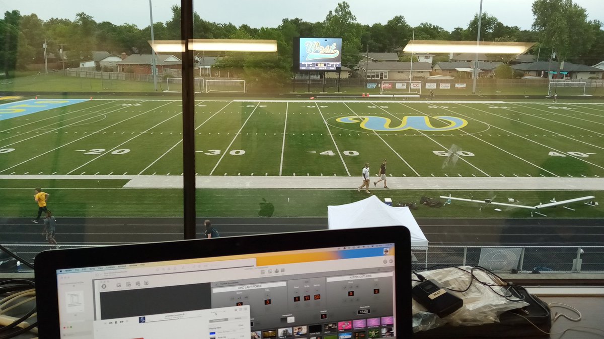 My view as clock operator for the OKC Lady Force taking on the Austin Outlaws at Patriot Stadium on the Putnam City West High School campus.