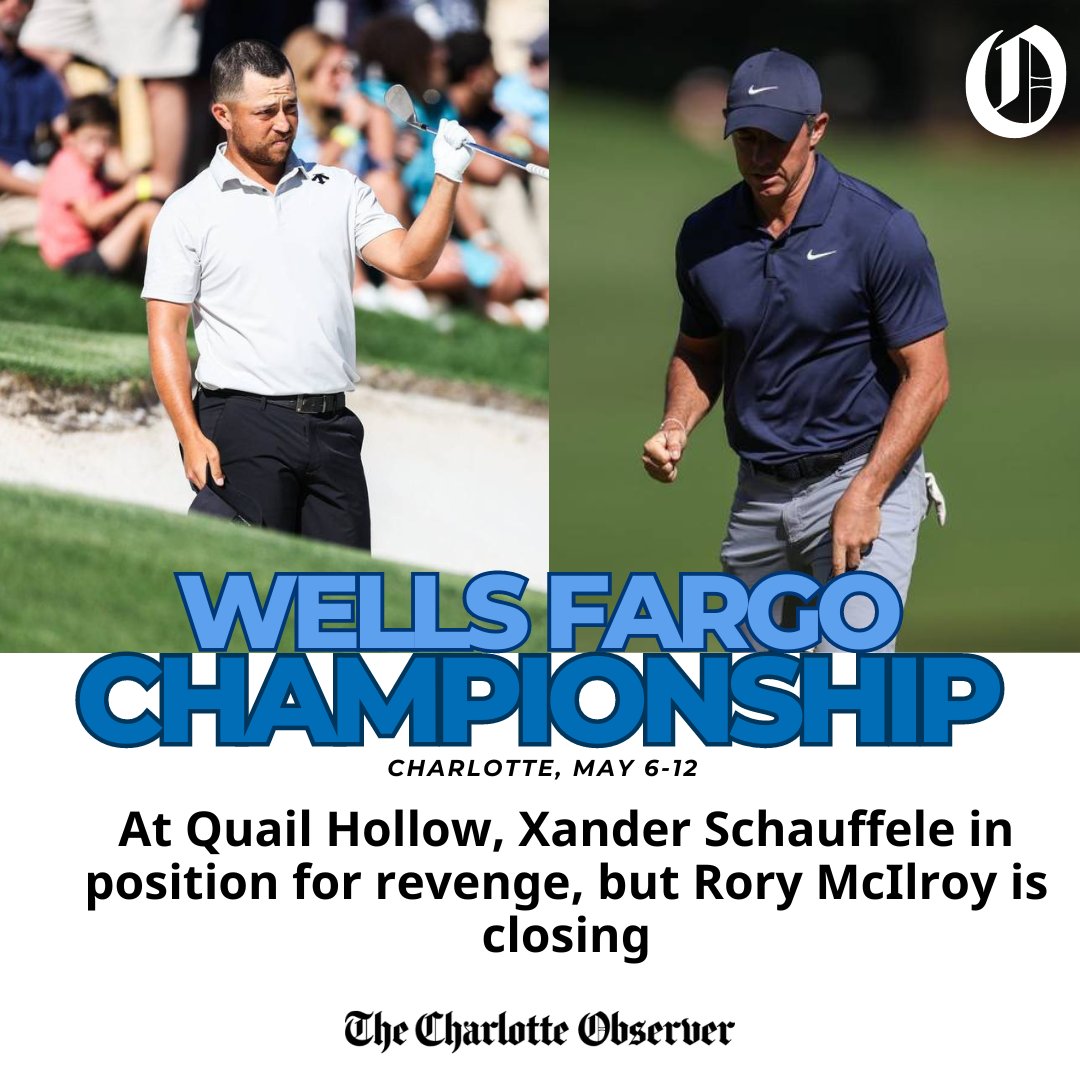 Xander Schauffele will sleep on the lead after three rounds of play at the Wells Fargo Championship, and he’ll have plenty to think about, mainly World No. 2 Roy McIlroy mounting a huge charge ✍️ @langstonwertzjr 📸 @observer_photog TAP HERE: charlotteobserver.com/sports/article…