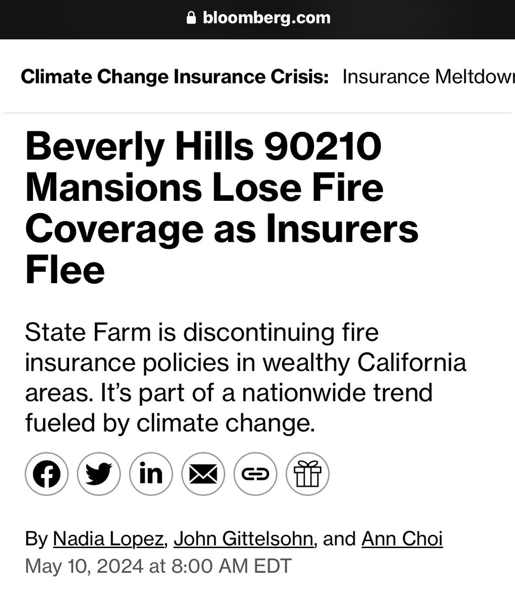 🚨This should be much bigger news. Even the wealthiest communities in the United States are becoming uninsurable.