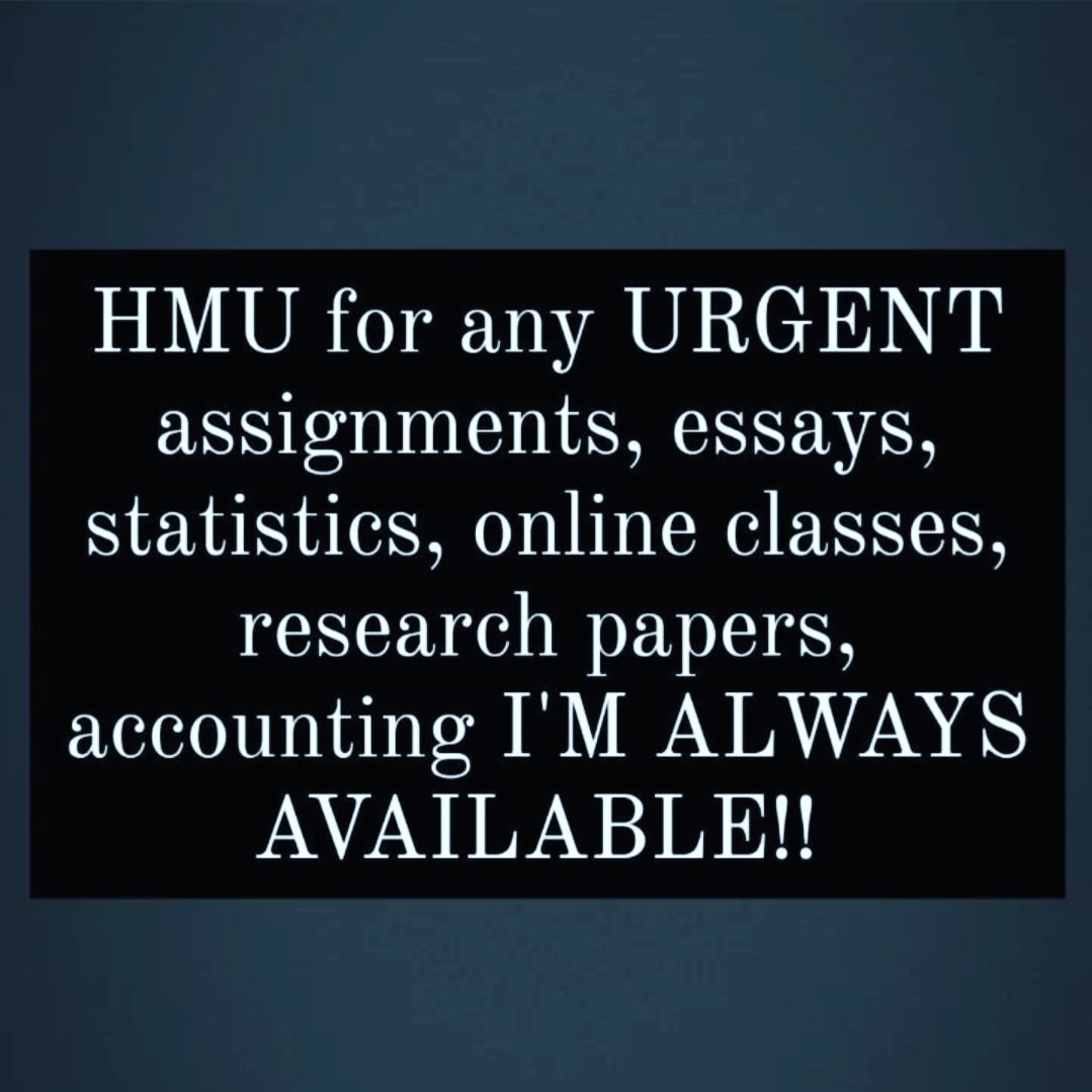 Need a well researched essay or paper? 

~Hmu with the prompt and I will help take care your paper ASAP!!   #allsubjects #qualityguaranteed #bestprices