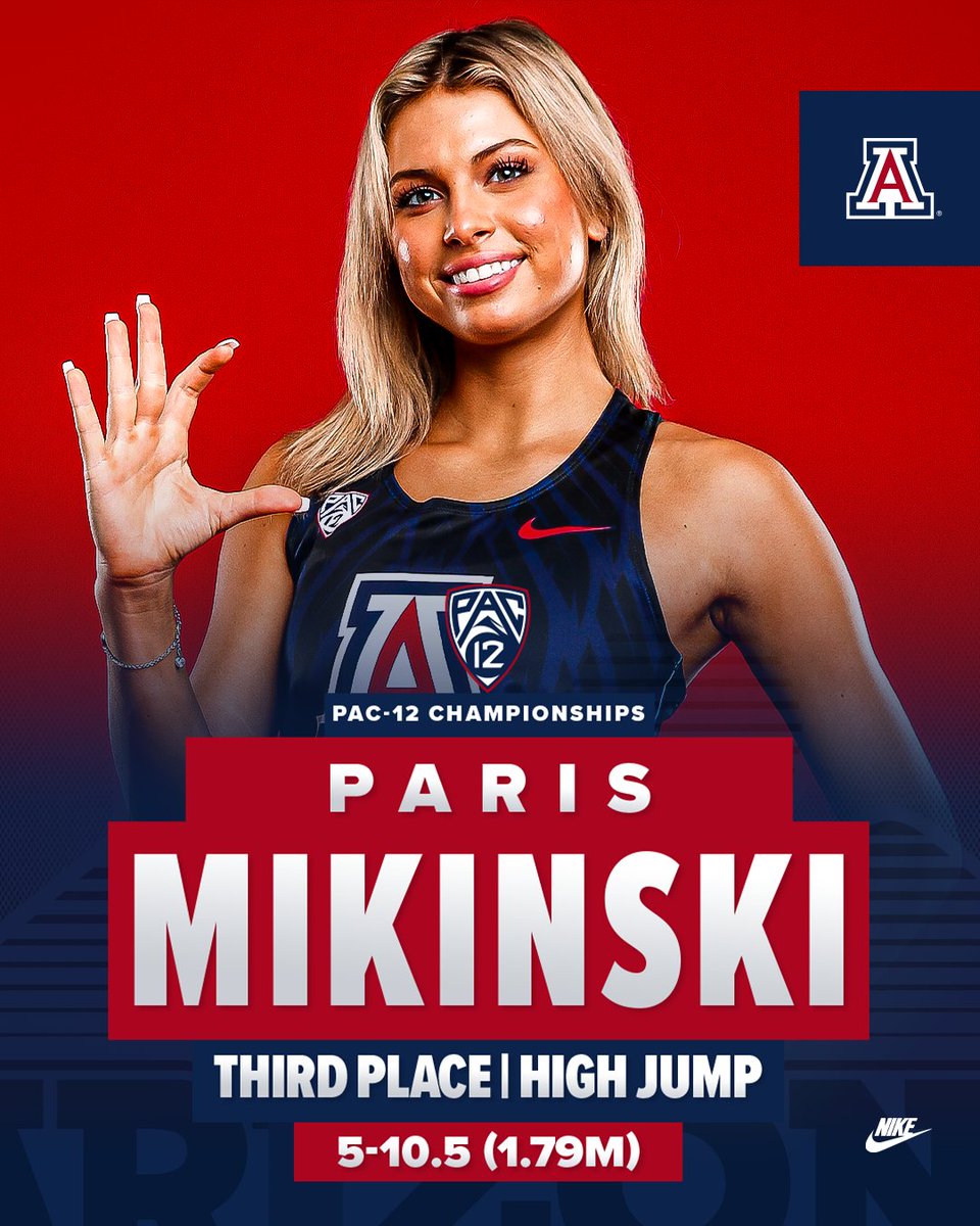 𝐇𝐈𝐆𝐇 𝐉𝐔𝐌𝐏 𝐏𝐎𝐃𝐈𝐔𝐌 𝐅𝐈𝐍𝐈𝐒𝐇🥉 Paris Mikinski finishes third overall in the women's high jump with a clearance of 5-10.5 (1.79m)! #BearDown | #BeLezoLike