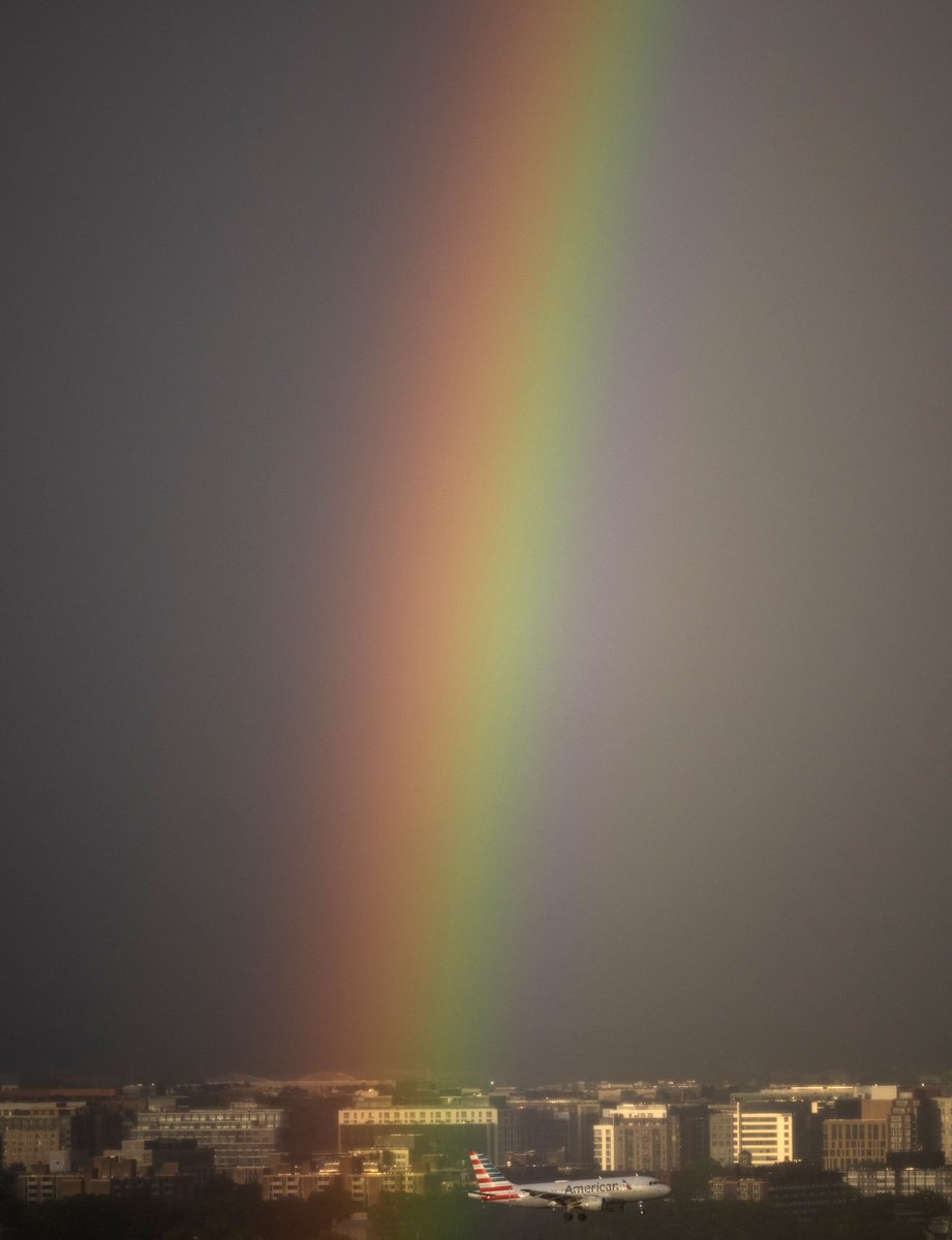 Grabbed my cameras and ran up to the roof to better capture the rainbow over DC #DCWX