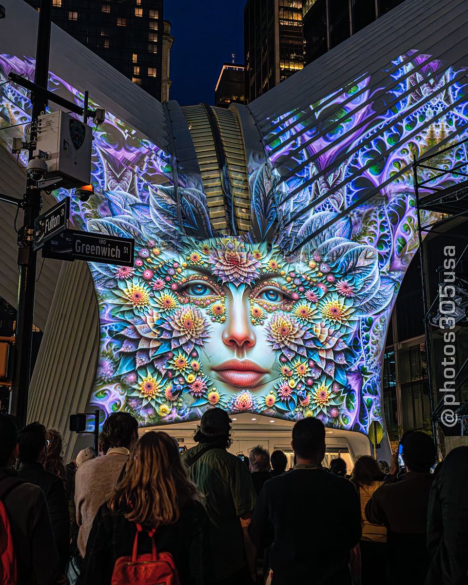 We love this amazing capture by @photos305usa of “Urban Flourish” by Robert Montenegro. Through projection mapping, his piece transformed the WTC Oculus into a magical blooming creature for a 10-minute #lightshow full of color and beauty.