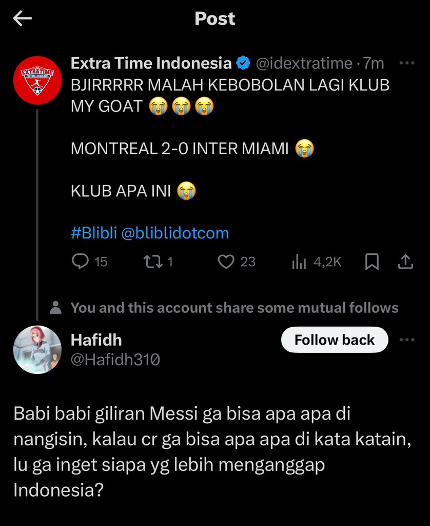 siapa yang lebih menganggap Indonesia?

• Cristiano Ronaldo
• Leo Messi