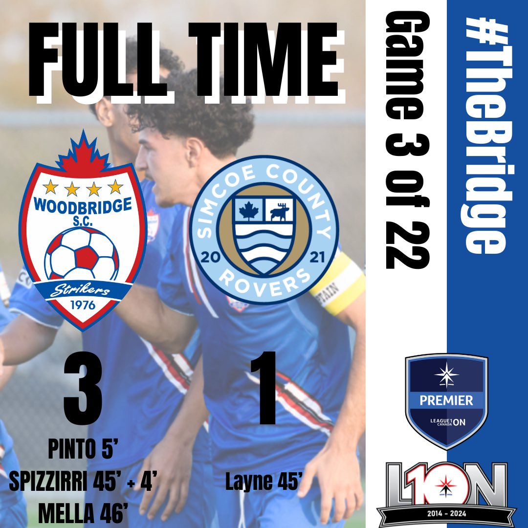 The unbeaten streak stays ALIVE this season, as we are victorious defeating the defending champs and Canadian Championship team, @RoversFC_L1O, in hostile territory‼️💯

#TheBridge x #L1OLive 
@WSCStrikers x @L1OMens 

📸 ~ @cloudnorthtv