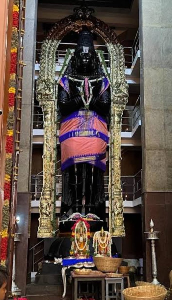 The Anjaneya Temple at Nanganallur, Chennai is a Hindu temple dedicated to the god Hanuman. The principal idol of Hanuman is 32-feet tall and sculpted from a single piece of granite, which the second tallest Hanuman after Panchavatee near Puducherry.The idol of Hanuman was