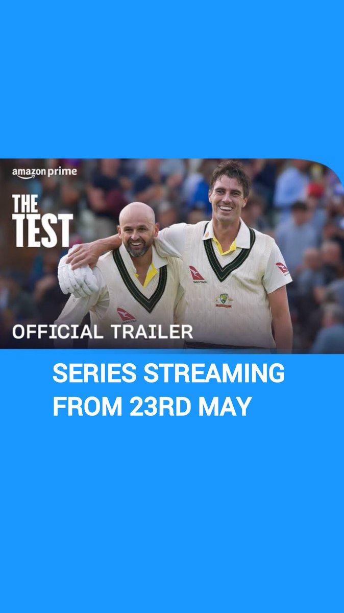CinemaWikipedia's tweet photo. Amazon Prime Documentary Series #TheTest S3 Streaming From 23rd May On #PrimeVideo.
Starring: #PatCummins, #UsmanKhawaja, #TravisHead &amp; More.
Directed By #AdrianBrown &amp; #SheldonWynne.

#TheTestOnPrime #TheTestS3 #DocumentarySeries #Documentary #Cricket #OTTUpdates #MovieSpy https://t.co/tuSfwqhSCD