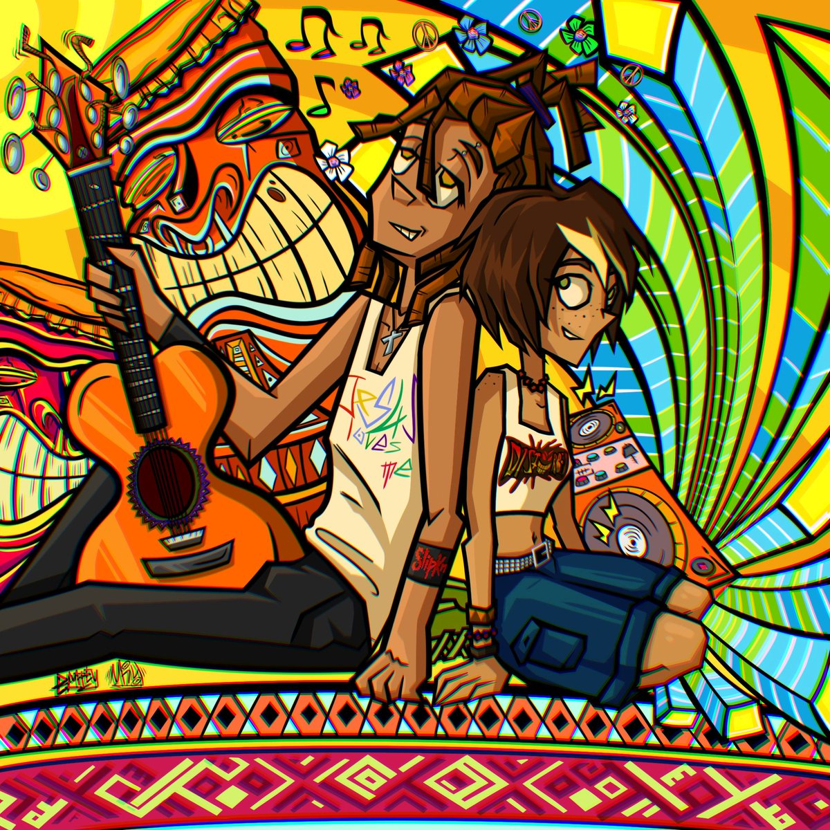 emptywallss_'s tweet image. Diego and Laura - art for friend 🧡💛💚
They are Disturbed and Ill Nino fans🤭

#digitalart  #art #ArtistOnTwitter #ArtistOfTheMonth #artmoots #AnimeArt  #originalcharacter #psychedelics #STONER #metal