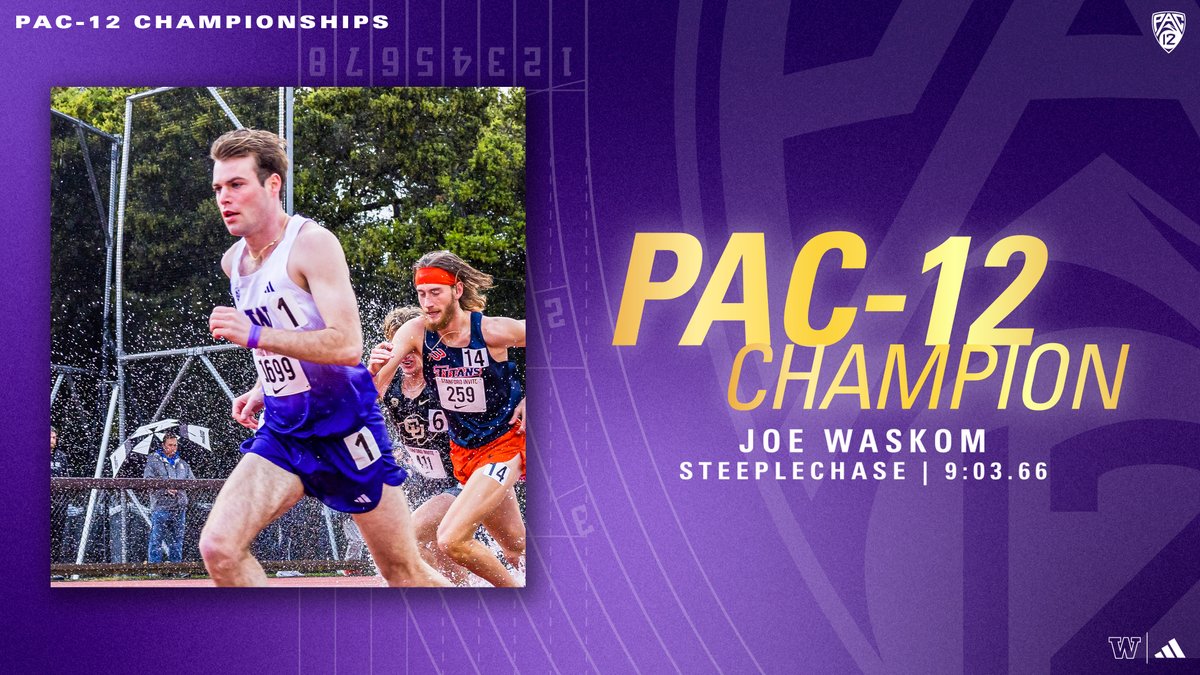 Adding to his trophy case 🏆 Waskom's win is the third-straight Pac-12 steeplechase title for the Dawgs, following Brian Fay in 2022 and Ed Trippas in 2023. #GoHuskies