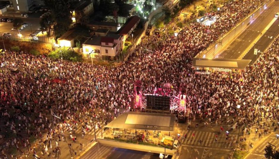 Tens of thousands of Israelis took to the streets in Tel Aviv today to call for Netanyahu’s ouster. Next time you want to blame all Israelis or Jews around the world, maybe do some research first.