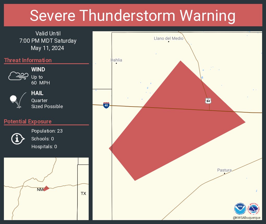 Severe Thunderstorm Warning including Guadalupe County, NM until 7:00 PM MDT