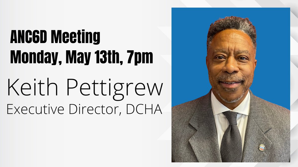 Our ear is to the ground on DCHA's new Executive Director Keith Pettigrew. Sources inside and outside of the city say very positive things - that he is a man of integrity and respect for residents. He will present at the @ANC6D meeting on May 13th. #SWDC us06web.zoom.us/j/87556895604
