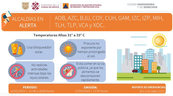 De nueva cuenta hay #AlertaNaranja en la mayor parte de la #CDMX por las altas temperaturas que se registrarán el domingo. Escúchanos a través de #iHeartRadio ihr.fm/487SyKD vg