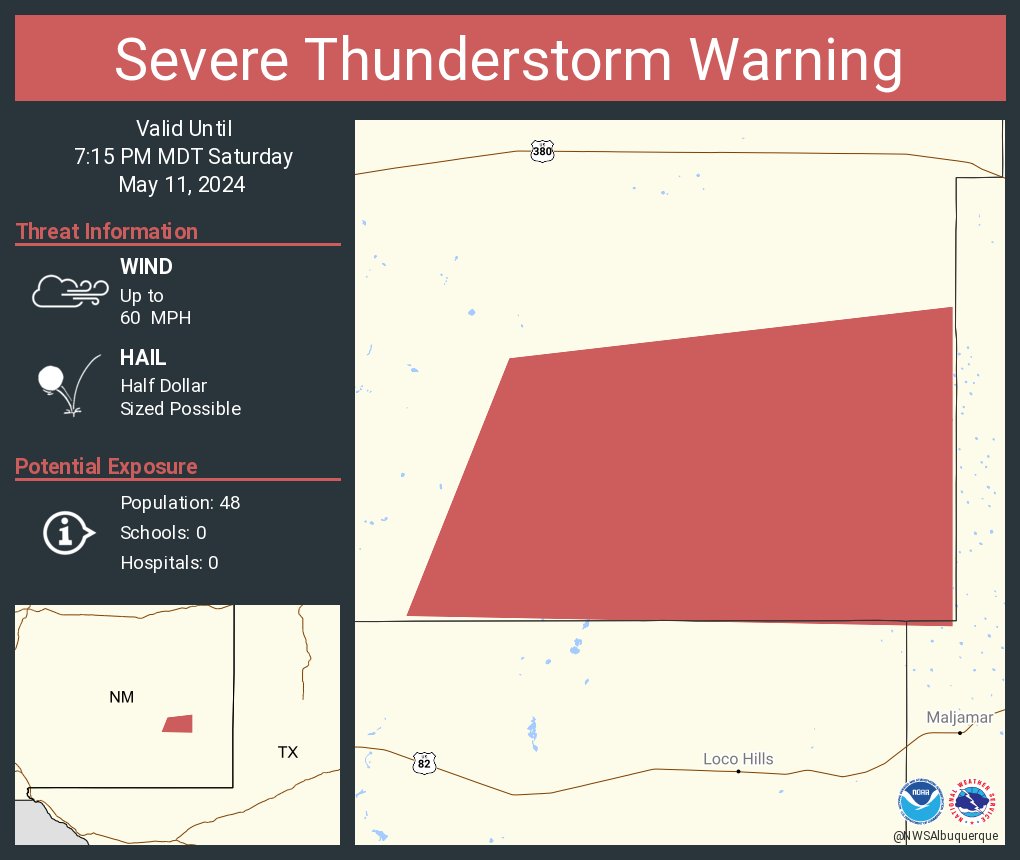 Severe Thunderstorm Warning continues for Chaves County, NM until 7:15 PM MDT