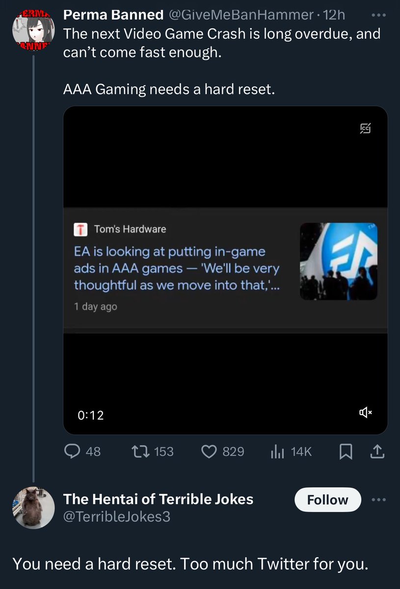 Imagine defending AAA video game publishers all because you have a hate boner for me.
