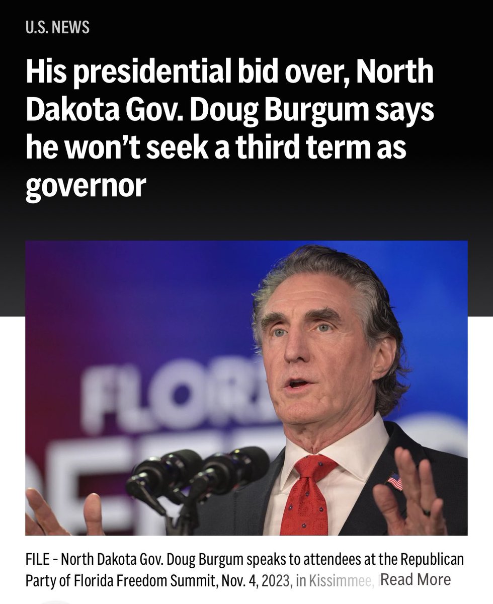 I’m so here for Doug Burgum, North Dakota’s governor, getting filleted for saying that Trump doesn’t “negotiate with terrorists” when Trump invited the Taliban to Camp David just days before September 11th. Also, what does Trump have on Doug anyway? He drops out of his POTUS…
