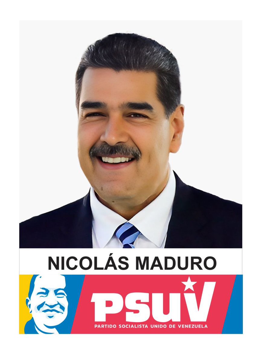 📌 Un Chavez sonriente es la nueva iconografía del Comandante que se estrenó con la tarjeta del Psuv con el presidente Maduro de candidato en en el tarjetón electoral de este 28J.