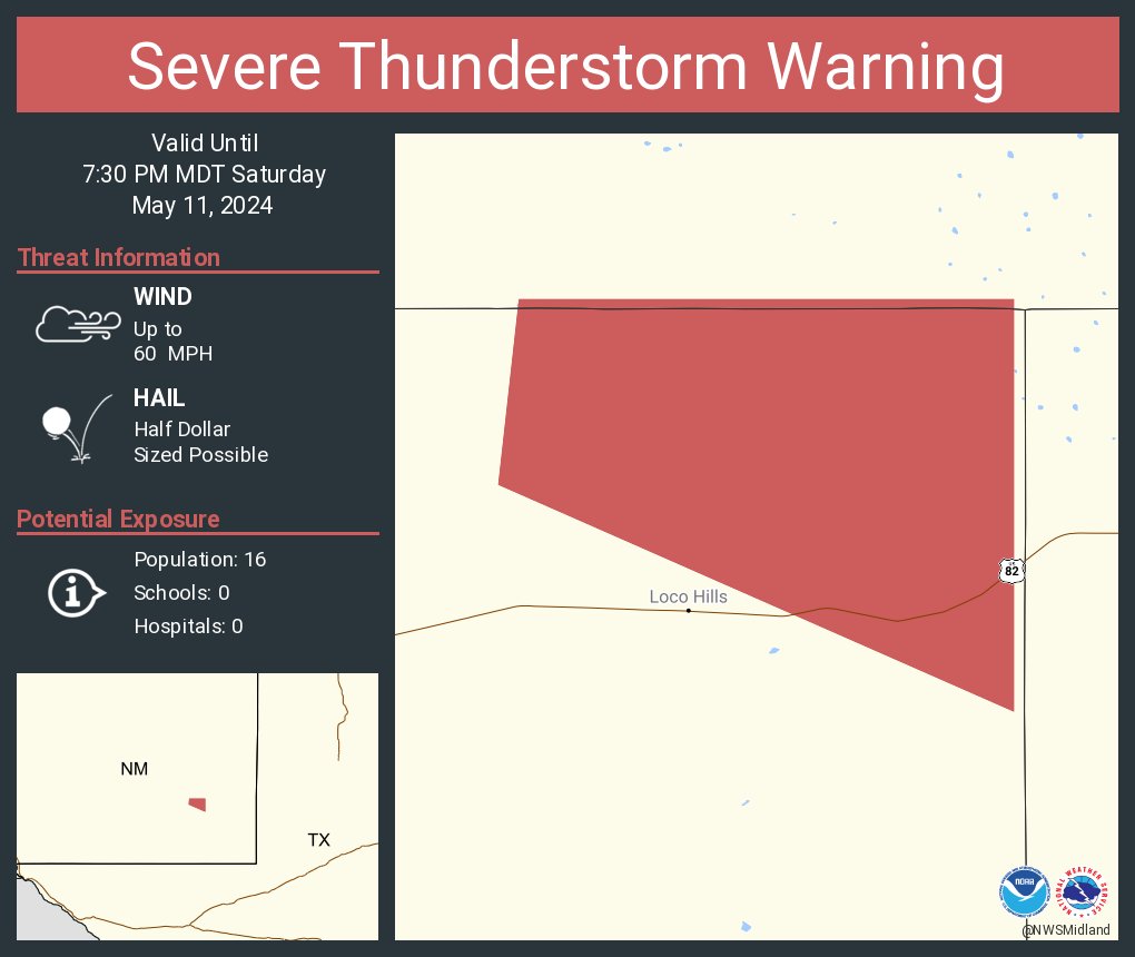 Severe Thunderstorm Warning continues for Eddy County, NM until 7:30 PM MDT