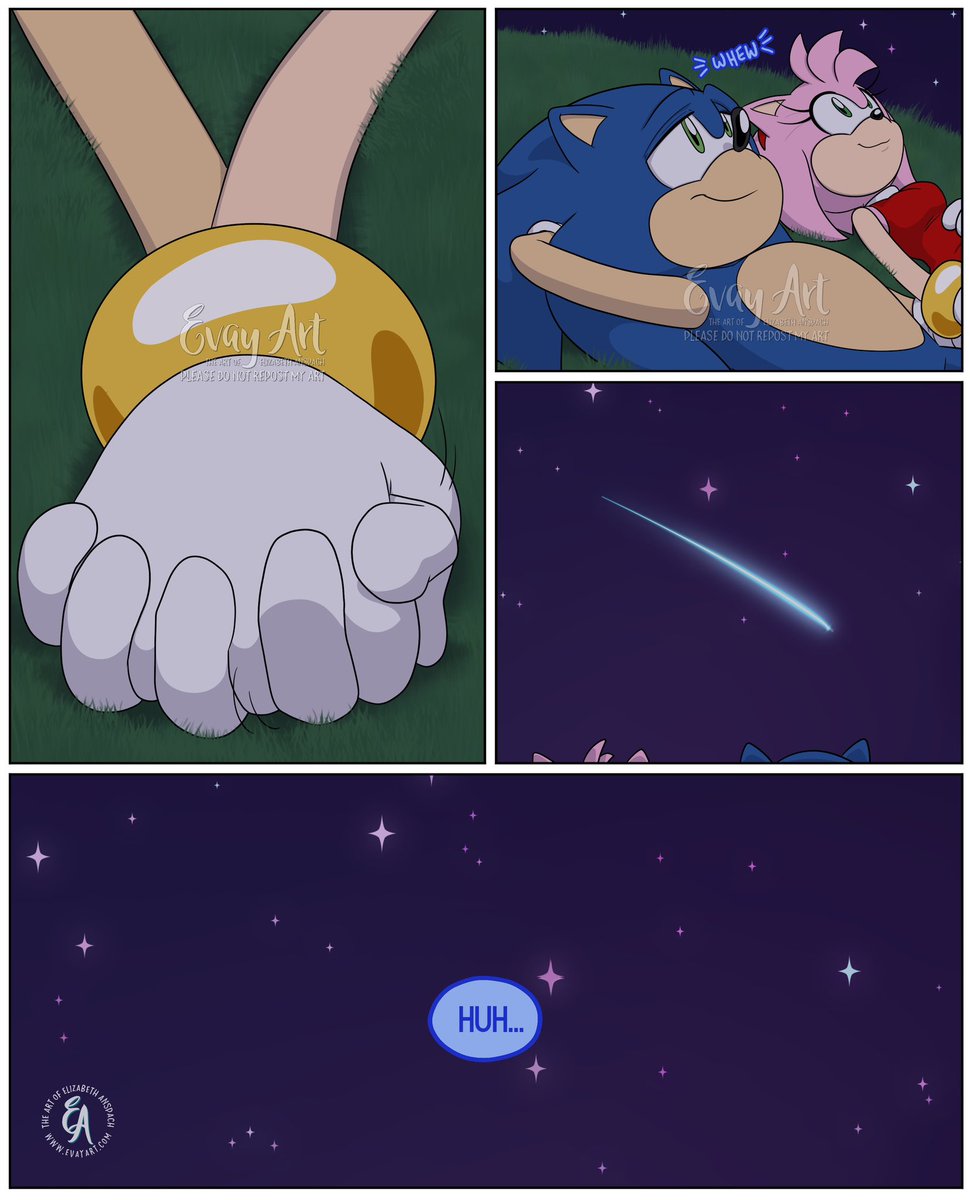 EvayArt's tweet photo. (2/2) “His Lucky Star” - A Post-Sonic Frontiers story written by @KA5EVER (aka HedgeTheMaze on tumblr) and illustrated by me #sonicart #sonicthehedgehog #sonamy #collab https://t.co/UGwhaSFptY