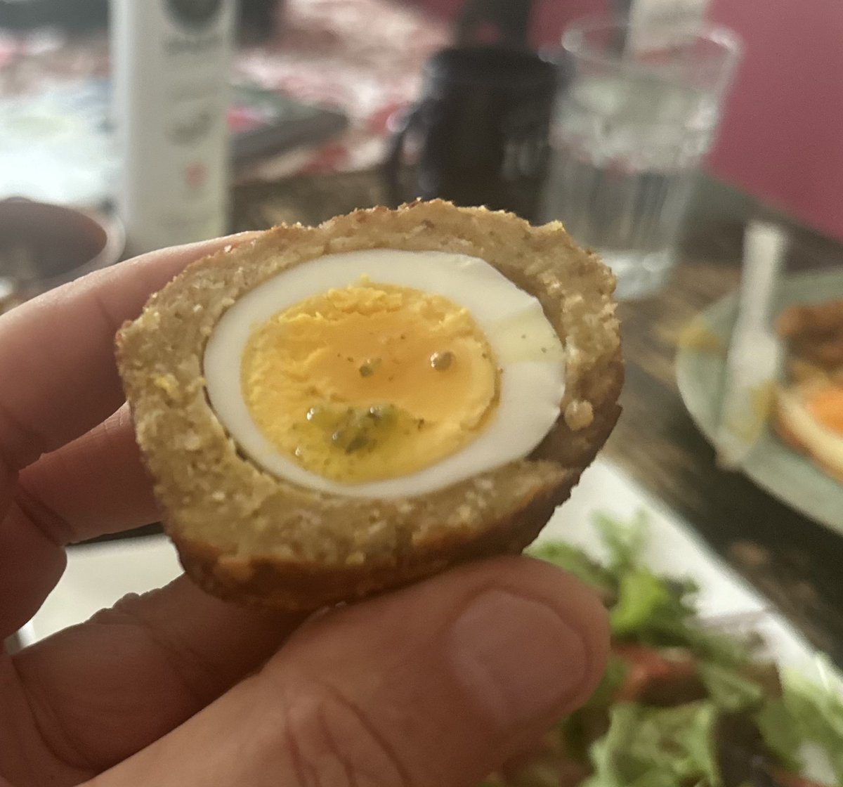 Scoop! The first perfect Meatless Scotch Egg in New Haven was just created at the Kaminskis household! 
#PCCMEats 
#DoctorsWhoWasteTheirTime