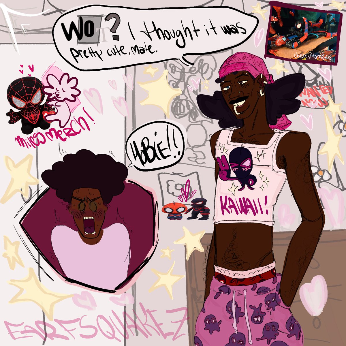 Hobie’s just a supportive boyfriend!!… just a little embarrassing for miles..😭

#HobieBrown #MilesMorales #Punkflower #Flowerpunk #SpiderManAcrossTheSpiderVerse 🎸🌻