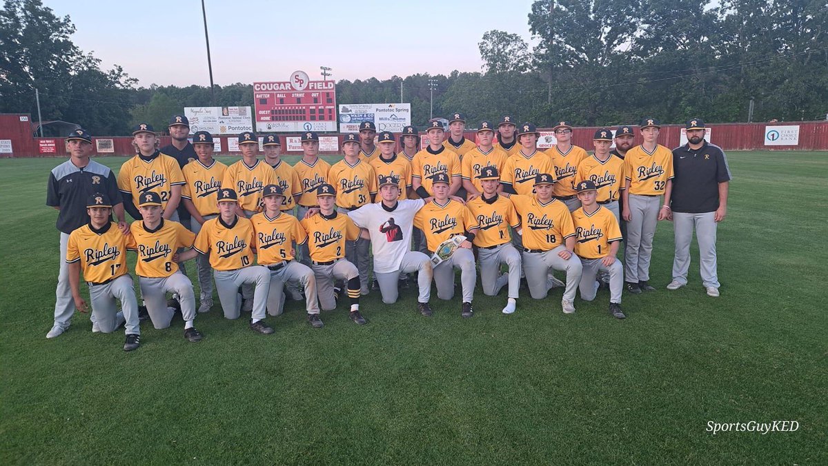 The RIPLEY TIGERS are your 2024 Class 4A Baseball NORTH HALF CHAMPS!!! They win 13-2 over South Pontotoc in Game 2 to sweep the series 2-0.  Ripley Baseball is headed to play for a state championship for the first time since 1992!!!