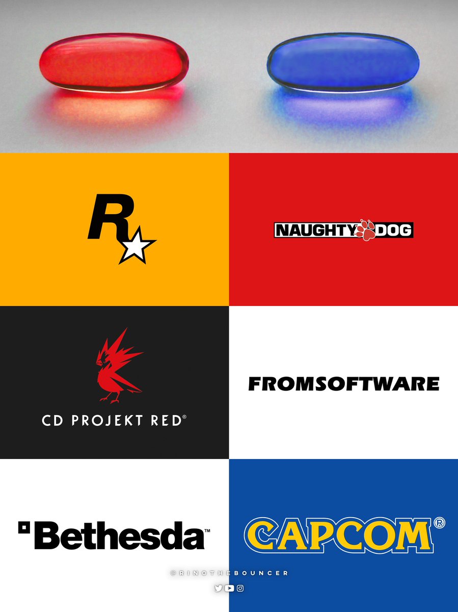 Which set of gaming studios/publishers would you choose?🚀 🔴Red Pill 🔵Blue Pill Let’s go!😎 #PlayStation #Gaming