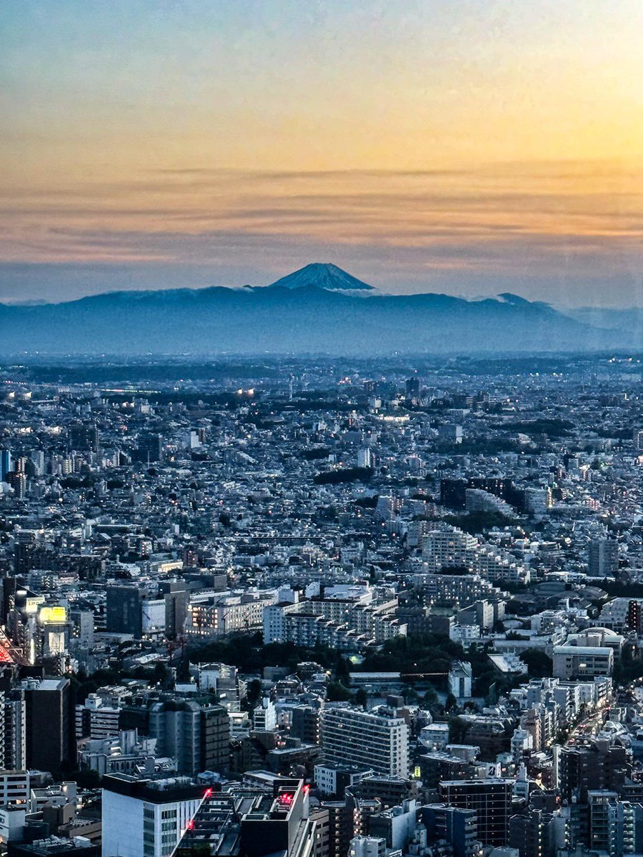 Beautiful view of Fuji as the sun sets over Tokyo. #loveJapan