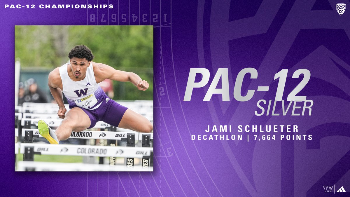 Incredible effort from Jami Schlueter as he posts the second-highest score of his career, at elevation, to earn the silver medal in the decathlon. 🥈 It's a career-best Pac-12 finish for the London, England native. +8 𝑇𝐸𝐴𝑀 𝑃𝑂𝐼𝑁𝑇𝑆 #GoHuskies x #Pac12TF