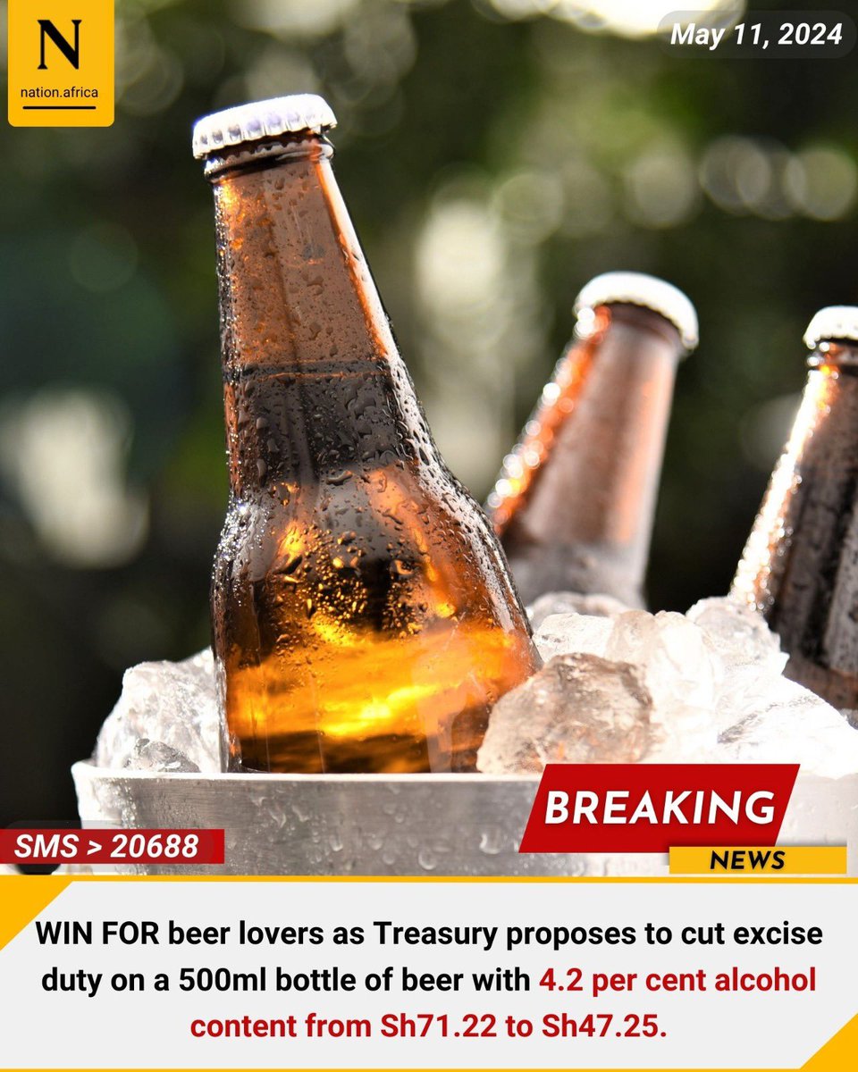 The Biblical regime has reduced excise duty on 500ml beer from Ksh.71.22 to Ksh.47.25. However, the God's anointed have introduced 16% VAT on bread. God loves a cheerful drunkard? 🤔 Finance Bill 2924 Uhuru MPESA Kalenjins Ruto Zakayo Millicent Omanga 16% VAT Ndii3