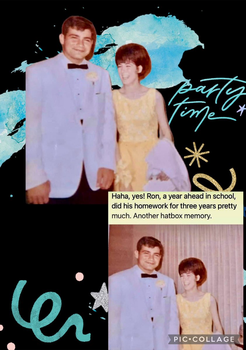 Stopping in.🥳 Prom Throwback! Party! Let’s celebrate the good, whatever that personally means. Definitely a smile or laugh means a lot. So here’s my weekend gift to you. Enjoy! With my hs bf, Ron, year ahead. Did his homework for 3 years. From my hatbox of memories. 💎❤️ #prom