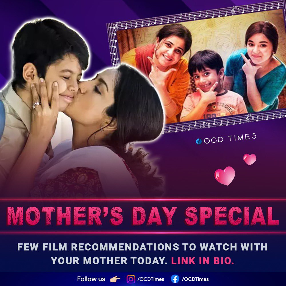 Here are some film recommendations to watch with your mother today. Happy Mother's Day ❤️ Link in bio - or just type ocdtimes.in in your browser. . #OCDTimes #MothersDay #HappyMothersDay #Bollywood #Sridevi #RaniMukerji #KritiSanon #MeherVij #TiscaChopra