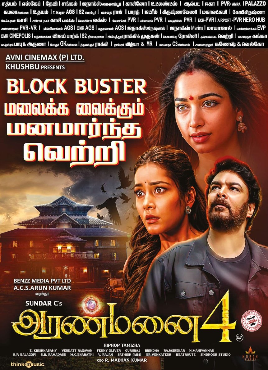 #Aranmanai4 Blockbuster with decent number of screens count in TN #SundarC
