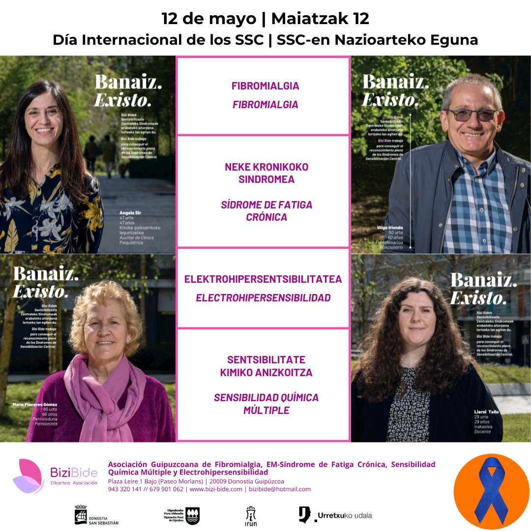 HOY ES EL DÍA INTERNACIONAL DE LOS SÍNDROMES DE SENSIBILIZACIÓN CENTRAL

Estaremos en la Plaza Gipuzkoa de 10h a 14h con información.

GAUR SENTSIBILIZAZIO ZENTRALEKO SINDROMEEN NAZIOARTEKO EGUNA DA

Gipuzkoa Plazan egongo gara 10:00etatik 14:00etara, informazioarekin.

#ssc #12M