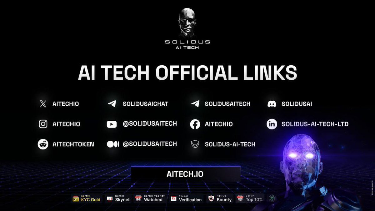 ℹ️ AITECH Official Links

✅ Important links to remember!

Website Links:
🔗 Official: aitech.io
🔗 Stake: stake.aitech.io
🔗 Claim: claim.aitech.io
🔗 Launchpad: aitechpad.io

Social Links: 
🔷 Twitter: x.com/aitechio?s=21
🔷 Discord:…